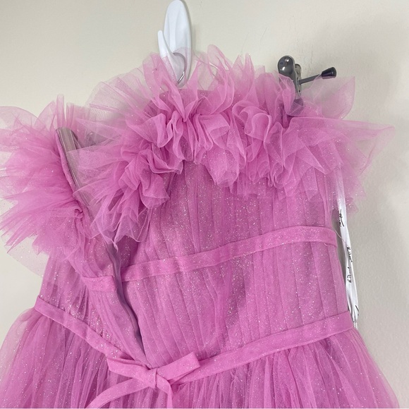 Mac Duggal Purple Strapless Glitter Tulle Gown Pink Womens 8 Prom Formal Dress - Picture 7 of 13